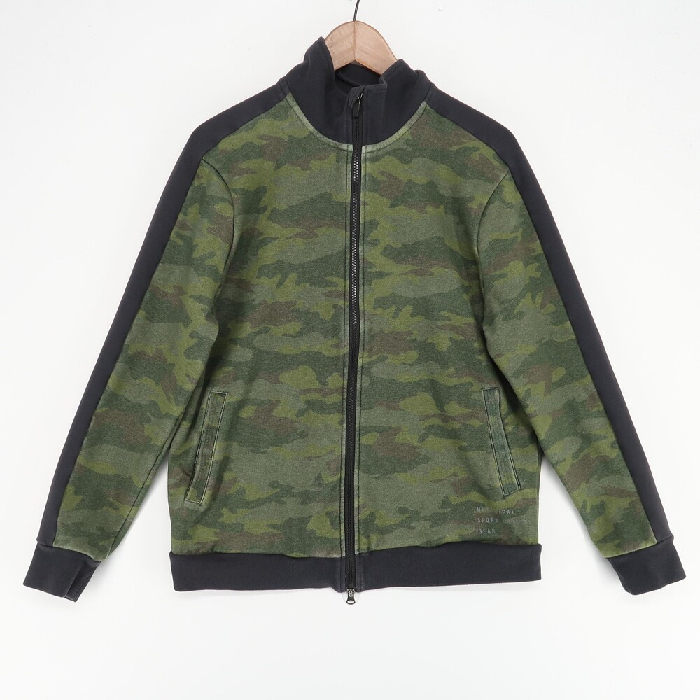 Municipal Track Jacket Mens M Green Camo Full Zip Mock Neck Performance Sport‎